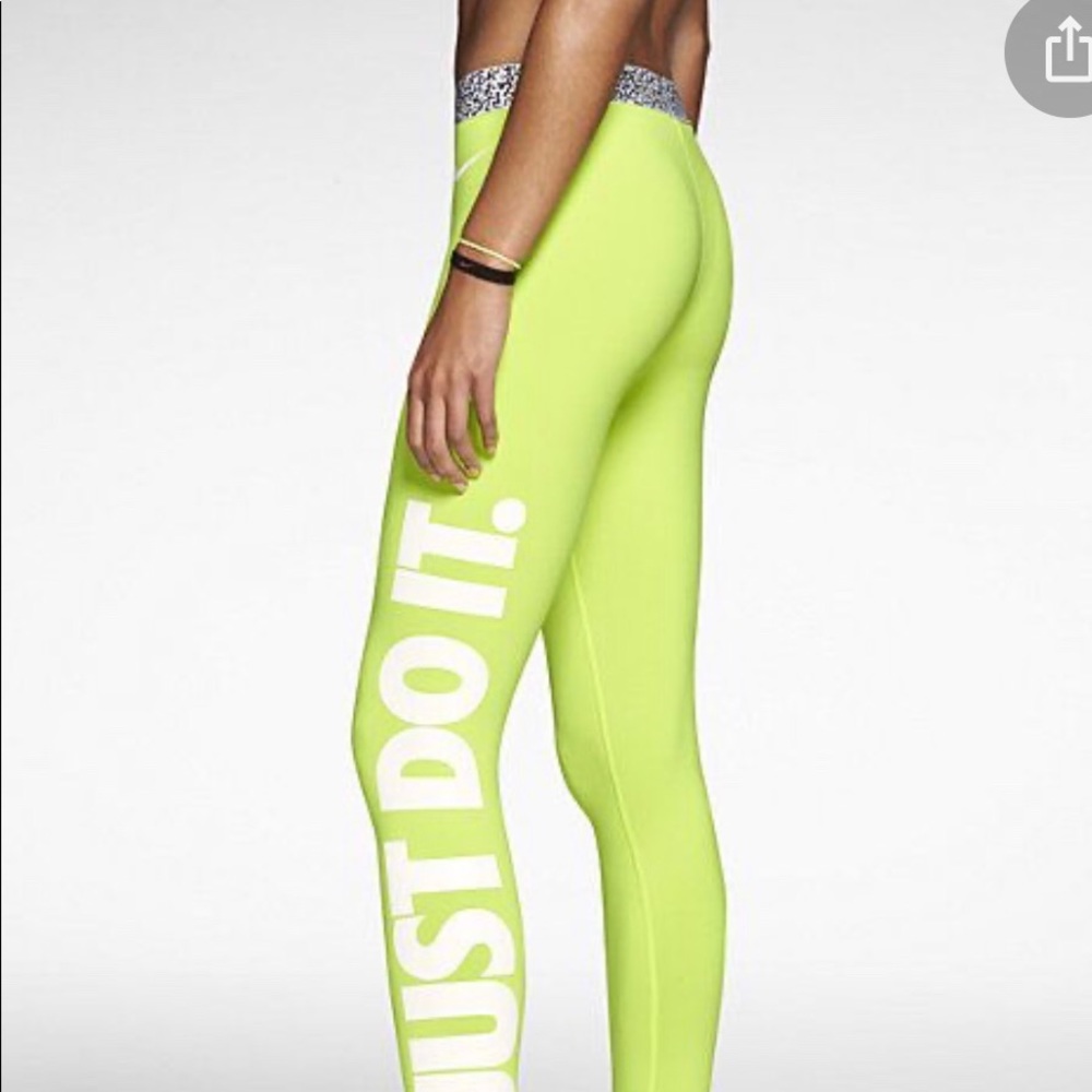 nike neon leggings "just do it" on the side